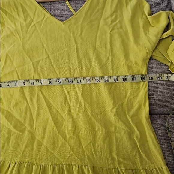 Eileen Fisher  Yellow Yarow Tencel Viscose Crepe Drop Waist Dress XS - Picture 10 of 11